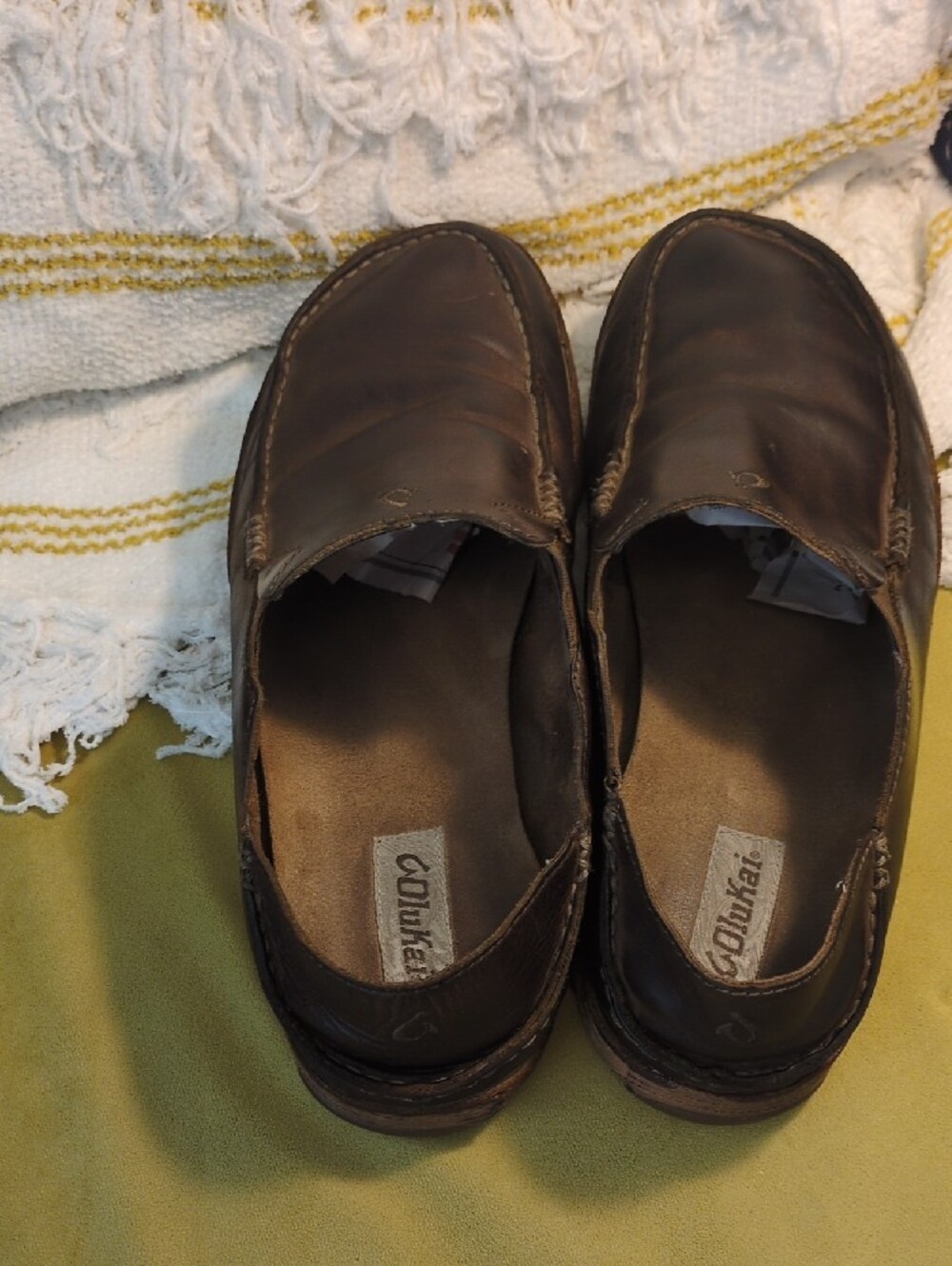 OluKai Moloa Men's Dark Brown Leather Slip-On Loafers - Picture 3 of 5